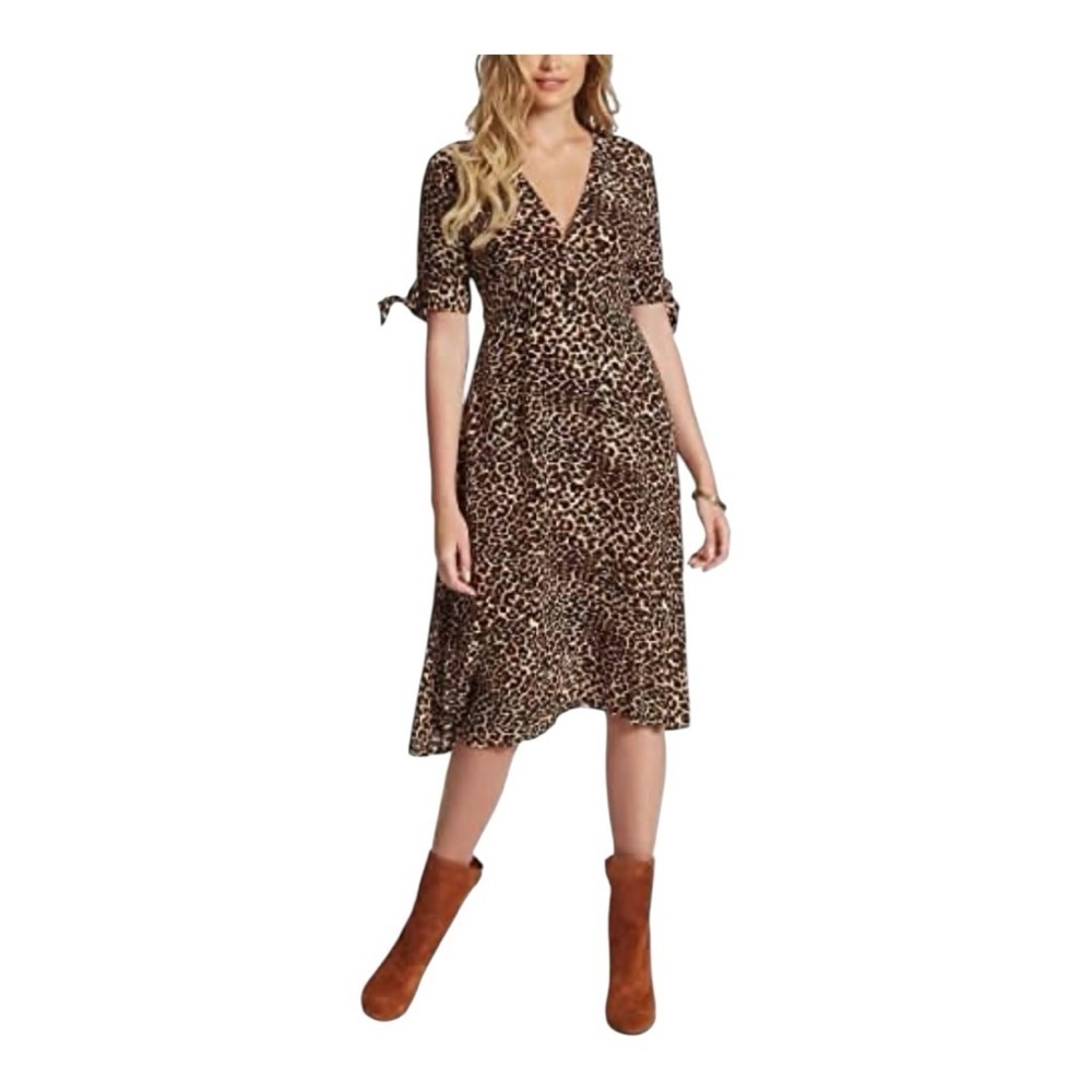 Jessica Simpson Leopard Print Midi Dress – Size 1X Dress - Picture 3 of 16